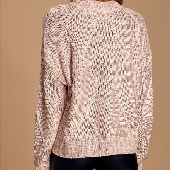 Lulu’s Adler Blush Cable Knit Sweater - Picture 3 of 6